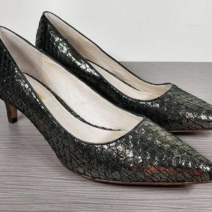 Louise et Cie Jacoba Kitten Heel Pump, Iron Snakeskin, Womens Size 8.5